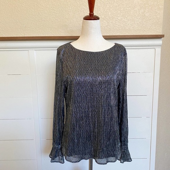 Banana Republic Tops - Banana Republic ✨ Metallic ✨ Blouse Black and Silver Top sz S
